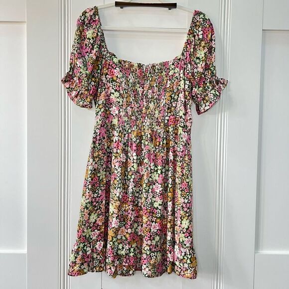 Lost + Wander Women’s Medium Getaway Island Mini Dress Shopbop Green Floral Puff - Picture 9 of 14
